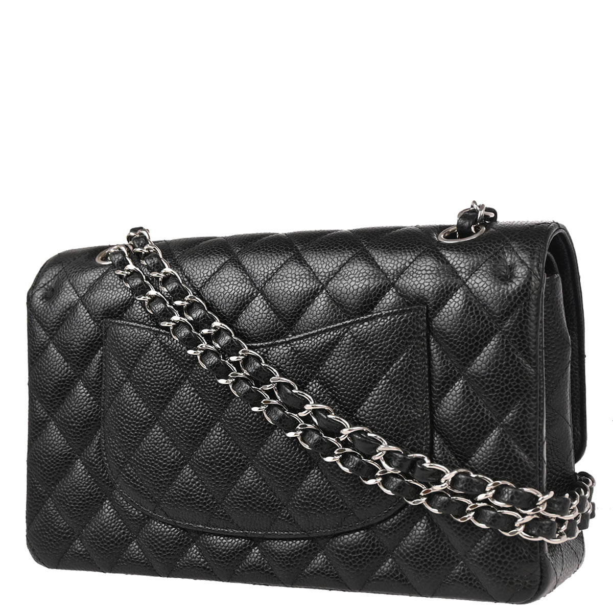 Chanel 2014 Black Caviar Medium Classic Double Flap Shoulder Bag