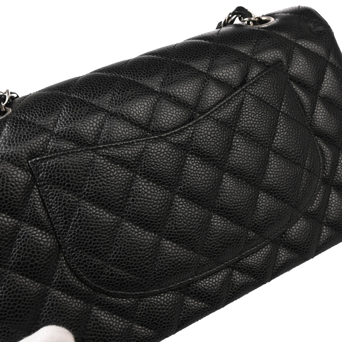 Chanel 2014 Black Caviar Medium Classic Double Flap Shoulder Bag