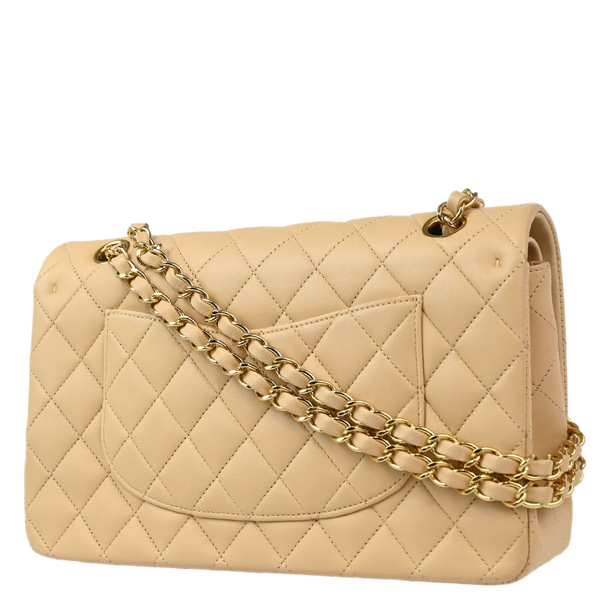 Chanel 2012 Beige Lambskin Medium Classic Double Flap Shoulder Bag