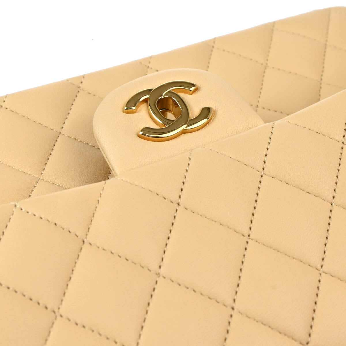 Chanel 2012 Beige Lambskin Medium Classic Double Flap Shoulder Bag