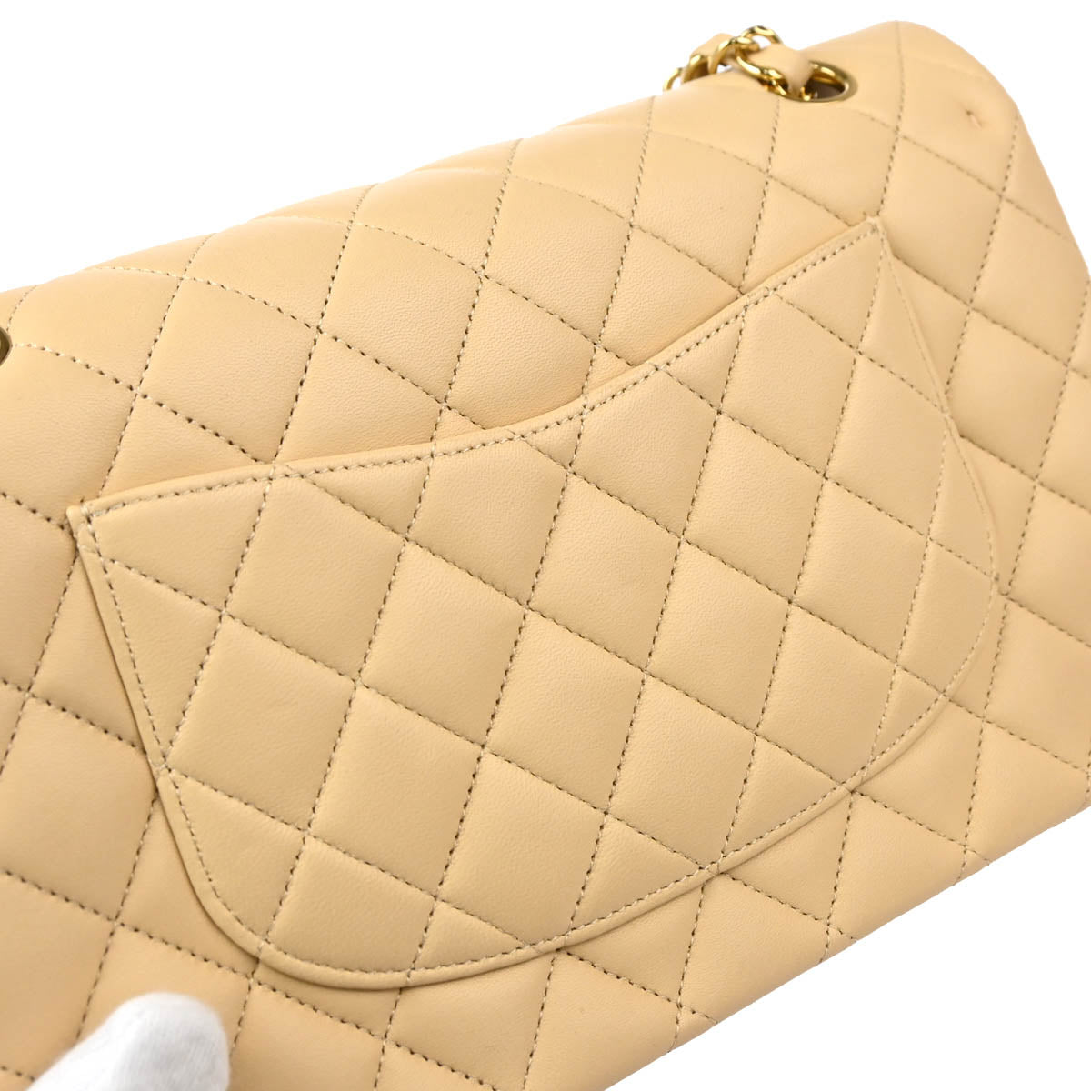 Chanel 2012 Beige Lambskin Medium Classic Double Flap Shoulder Bag