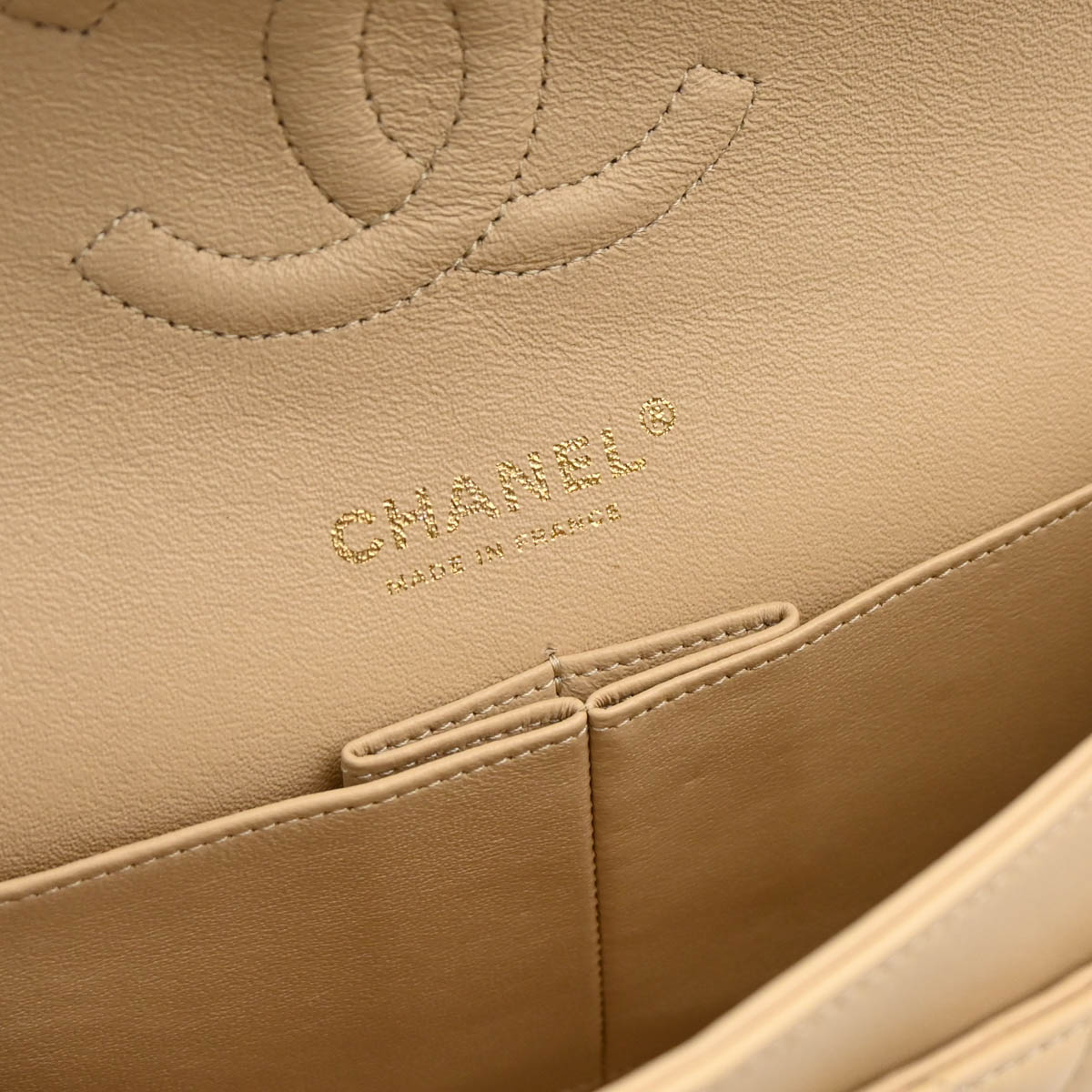 Chanel 2012 Beige Lambskin Medium Classic Double Flap Shoulder Bag