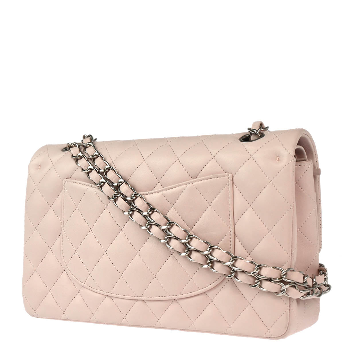 Chanel 2010-2011 Light Pink Lambskin Medium Classic Double Flap Shoulder Bag