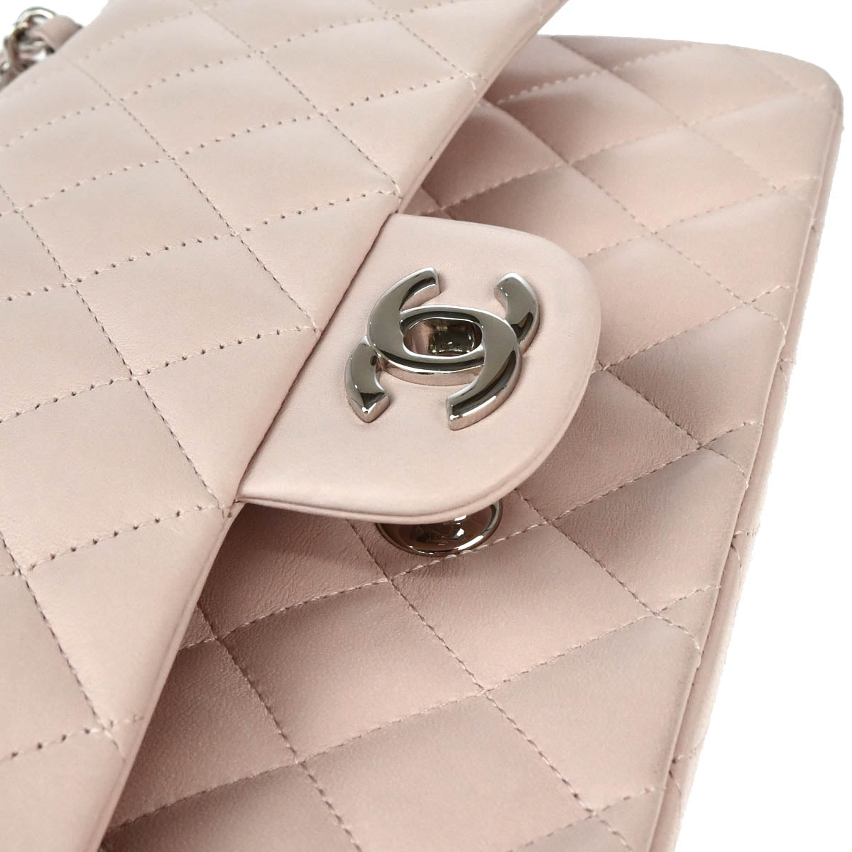 Chanel 2010-2011 Light Pink Lambskin Medium Classic Double Flap Shoulder Bag