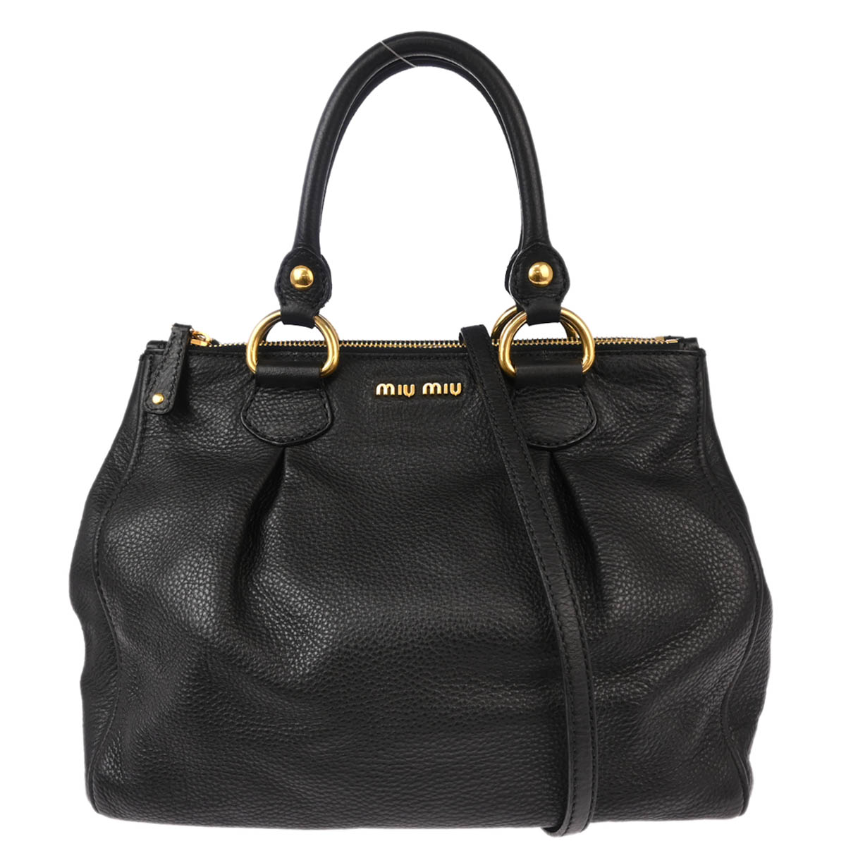 Miu Miu Black Leather 2way Shoulder Handbag