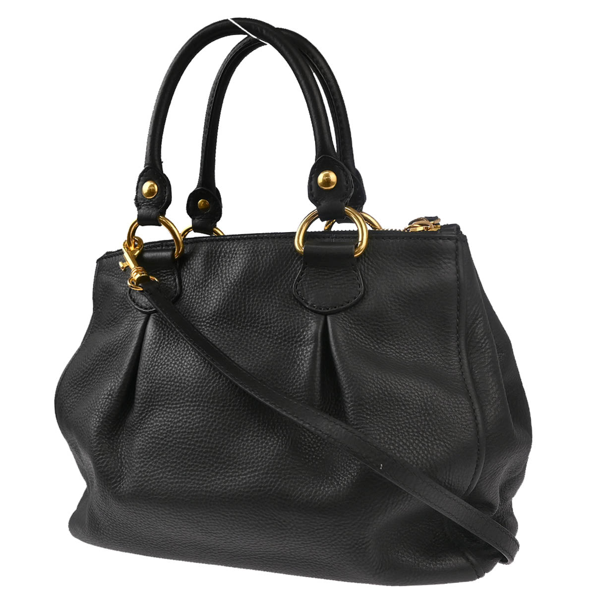 Miu Miu Black Leather 2way Shoulder Handbag