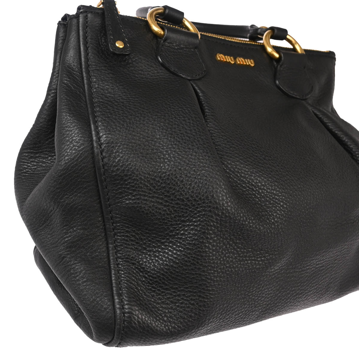 Miu Miu Black Leather 2way Shoulder Handbag