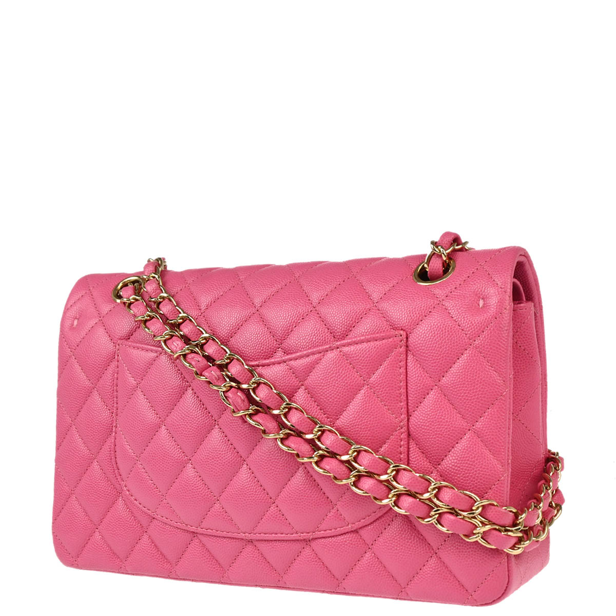 Chanel 2019 Pink Caviar Medium Classic Double Flap Shoulder Bag