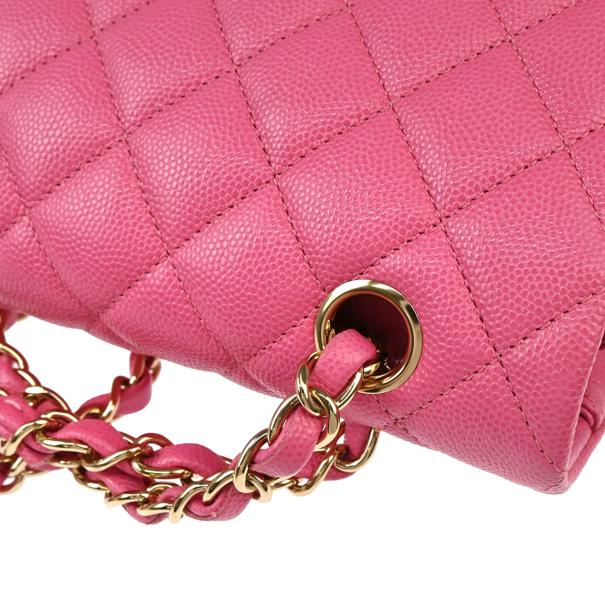 Chanel 2019 Pink Caviar Medium Classic Double Flap Shoulder Bag