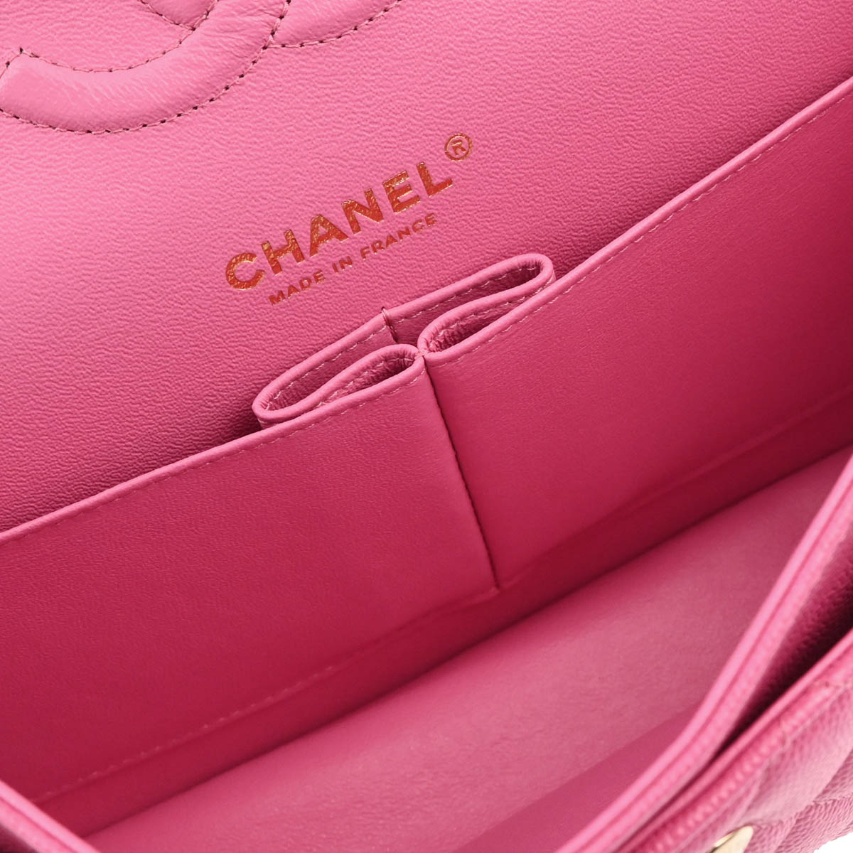 Chanel 2019 Pink Caviar Medium Classic Double Flap Shoulder Bag