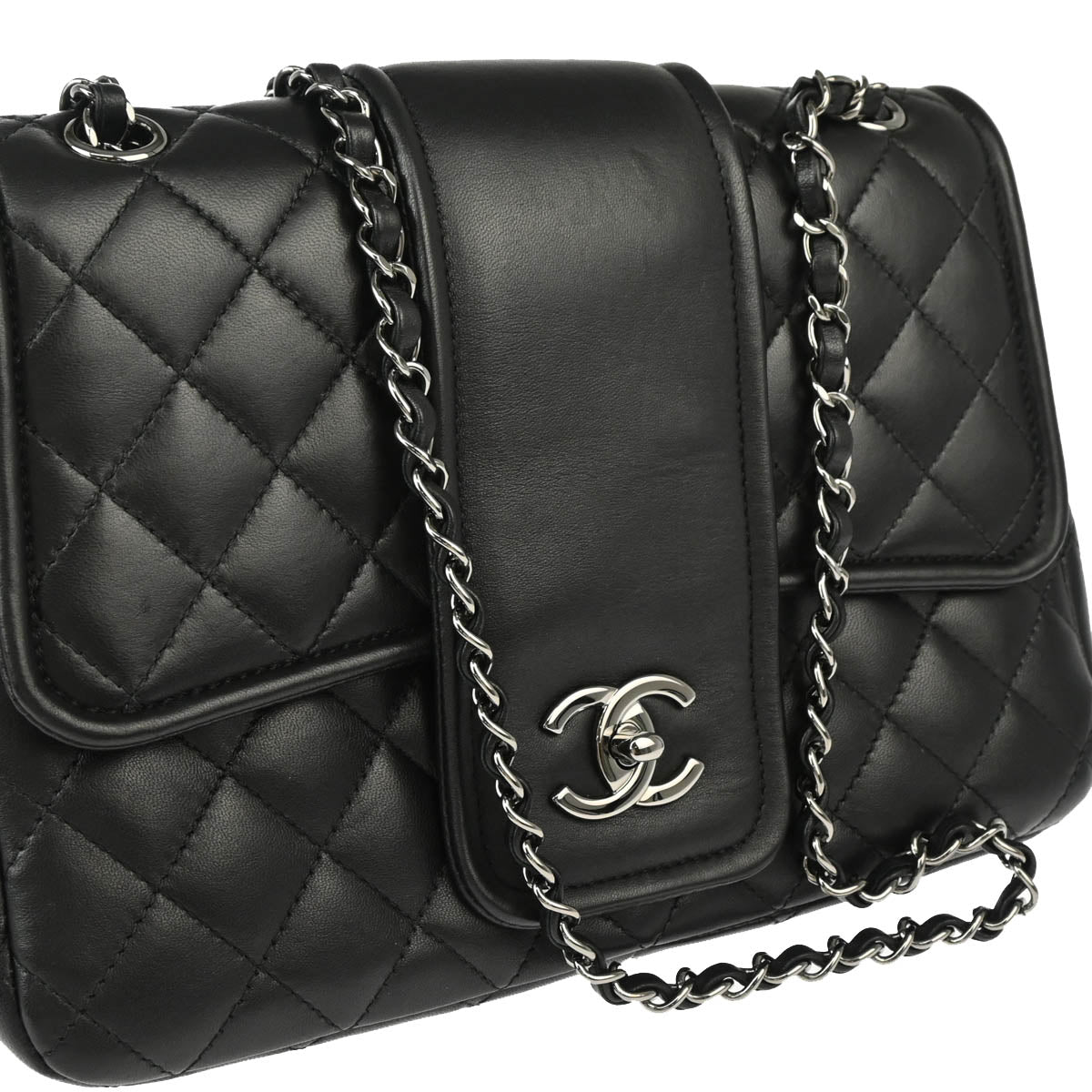 Chanel 2015-2016 Black Lambskin Elementary Chic Shoulder Bag