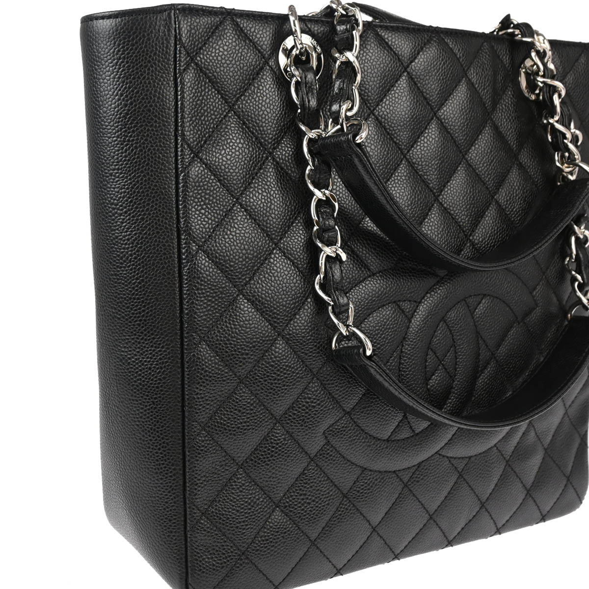 Chanel 2012 Black Calfskin Chain Tote Handbag