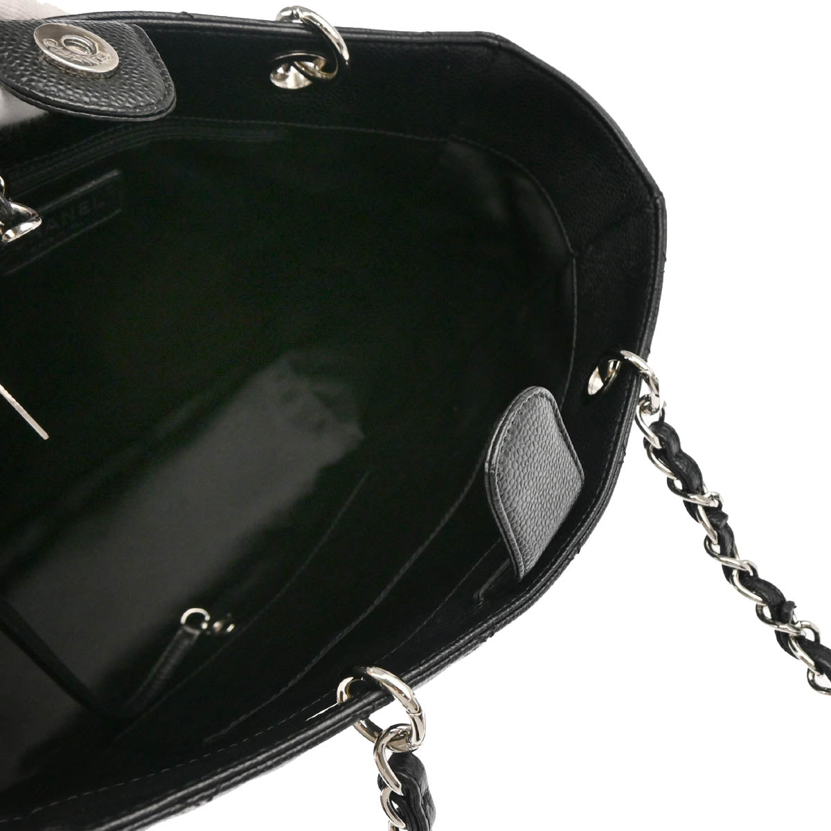 Chanel 2012 Black Calfskin Chain Tote Handbag