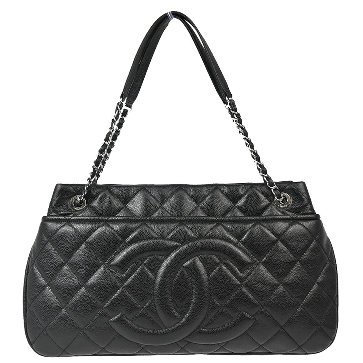 Chanel 2012-2013 Black Caviar Chain Shoulder Tote Bag