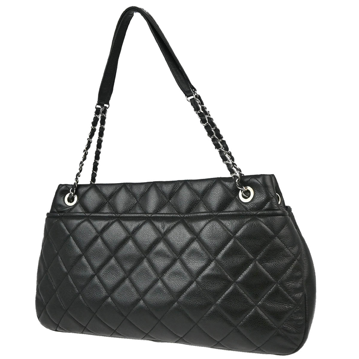 Chanel 2012-2013 Black Caviar Chain Shoulder Tote Bag