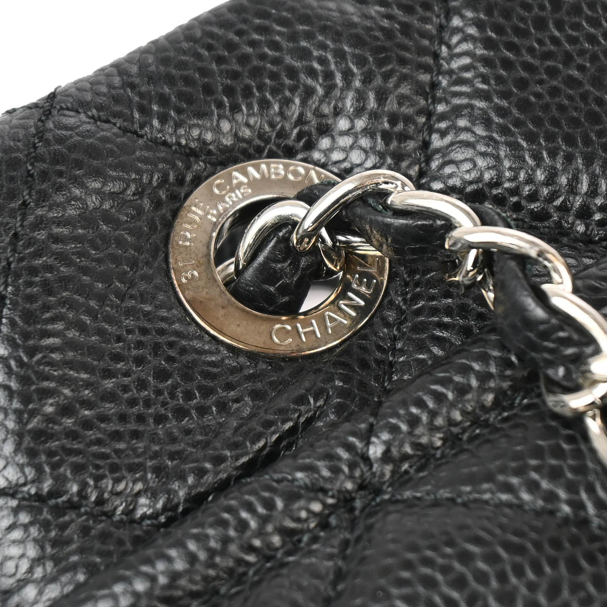 Chanel 2012-2013 Black Caviar Chain Shoulder Tote Bag