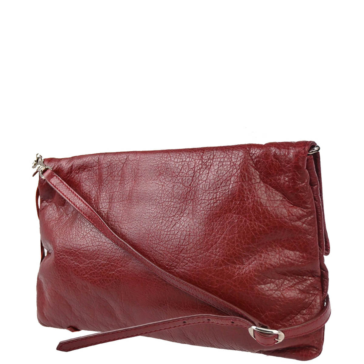 Balenciaga 2015 Red Leather Envelope Clutch Shoulder Bag