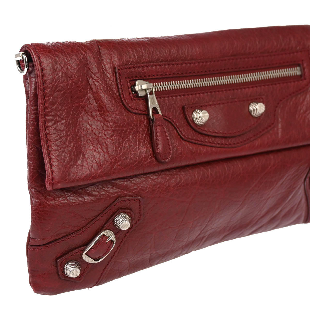 Balenciaga 2015 Red Leather Envelope Clutch Shoulder Bag