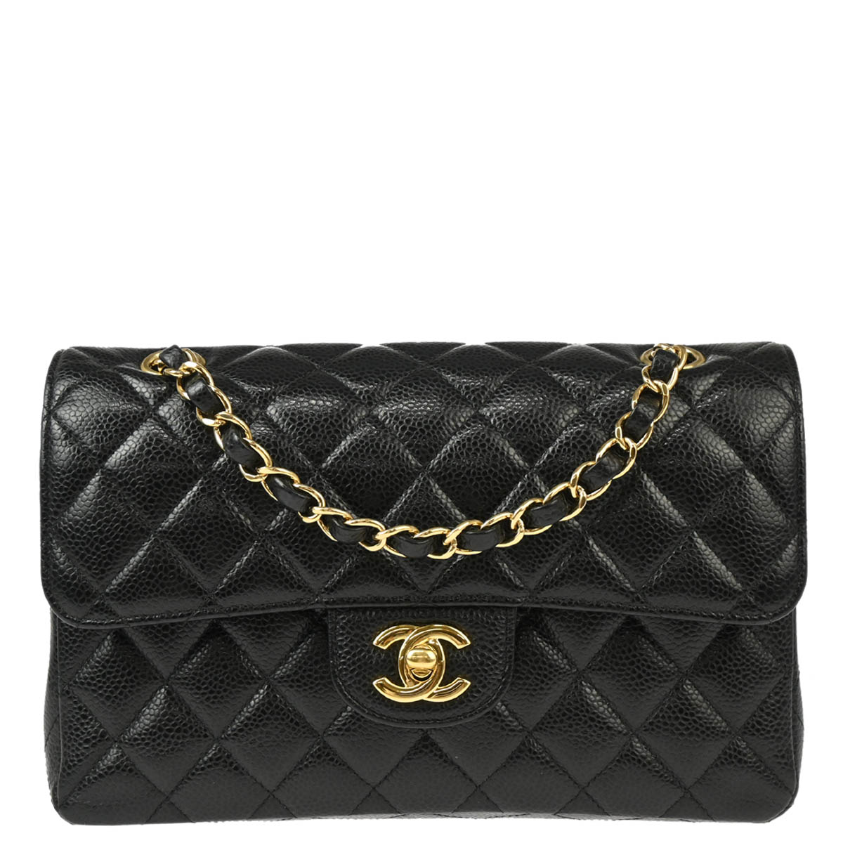 Chanel 2019 Black Caviar Small Classic Double Flap Shoulder Bag