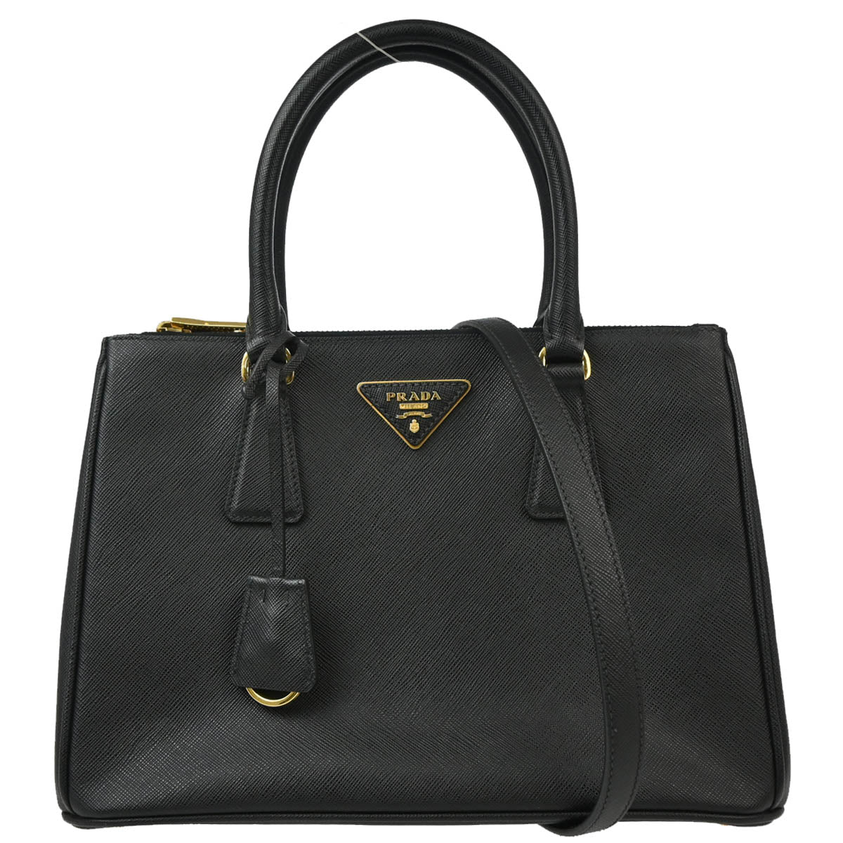 Prada Black Leather 2way Shoulder Handbag