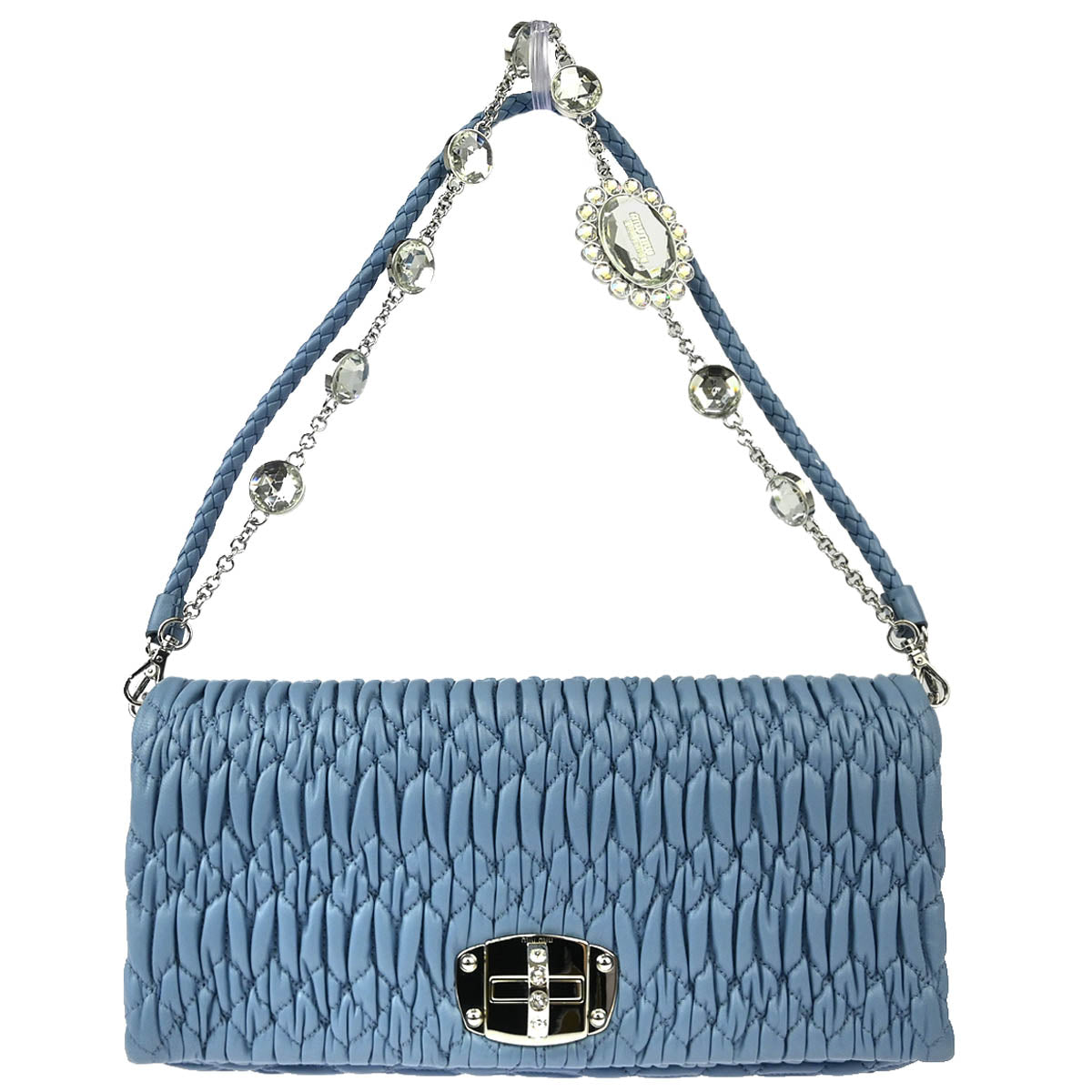 Miu Miu 2020 Light Blue Lambskin Matelasse Shoulder Bag