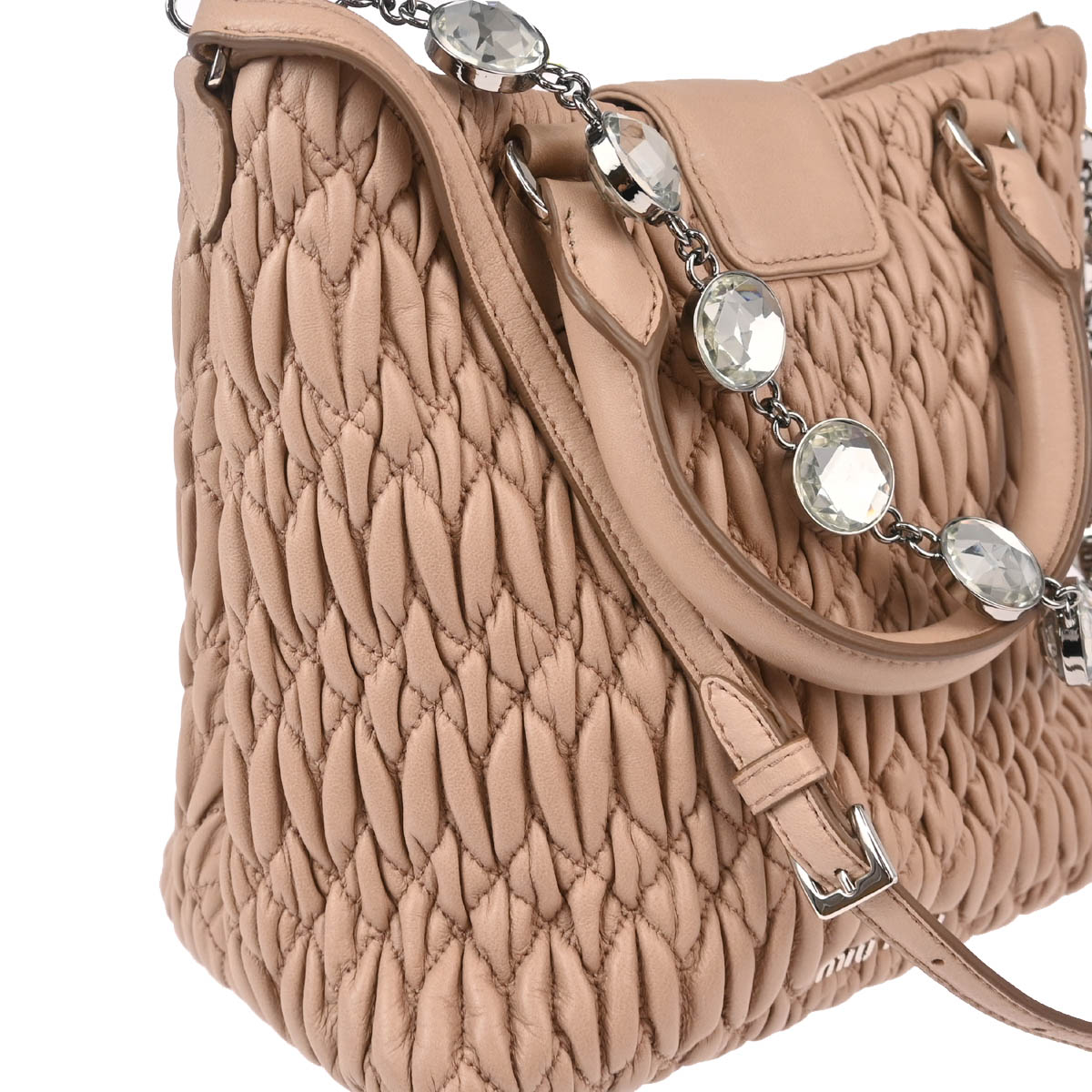 Miu Miu Pink Lambskin Nappa Crystal Handbag