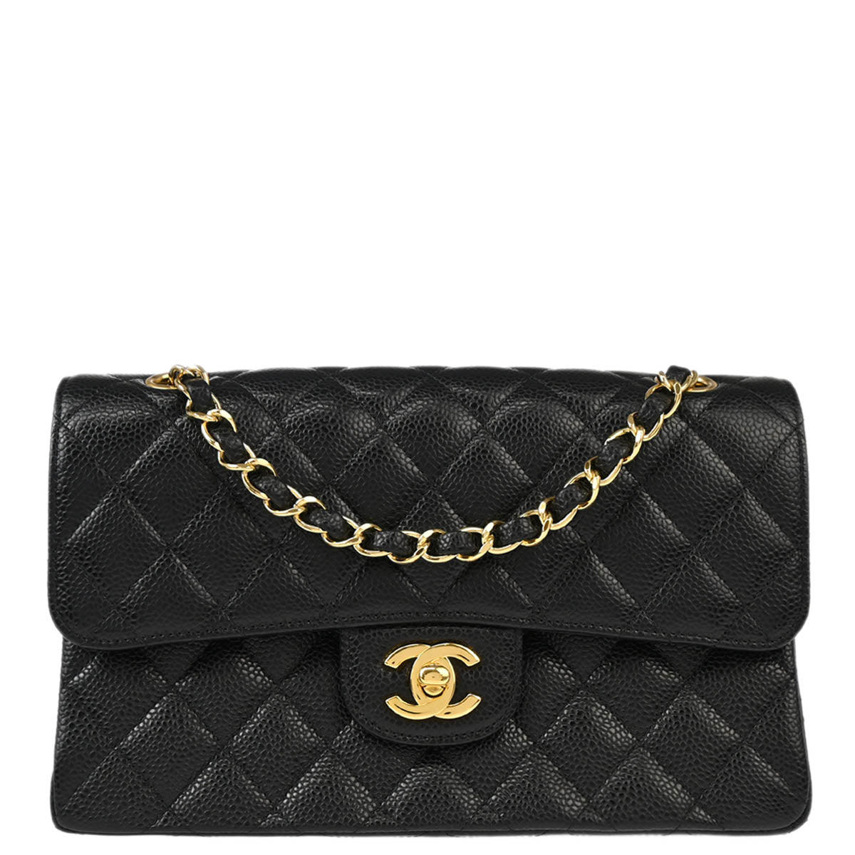 Chanel 2012 Black Caviar Small Classic Double Flap Shoulder Bag