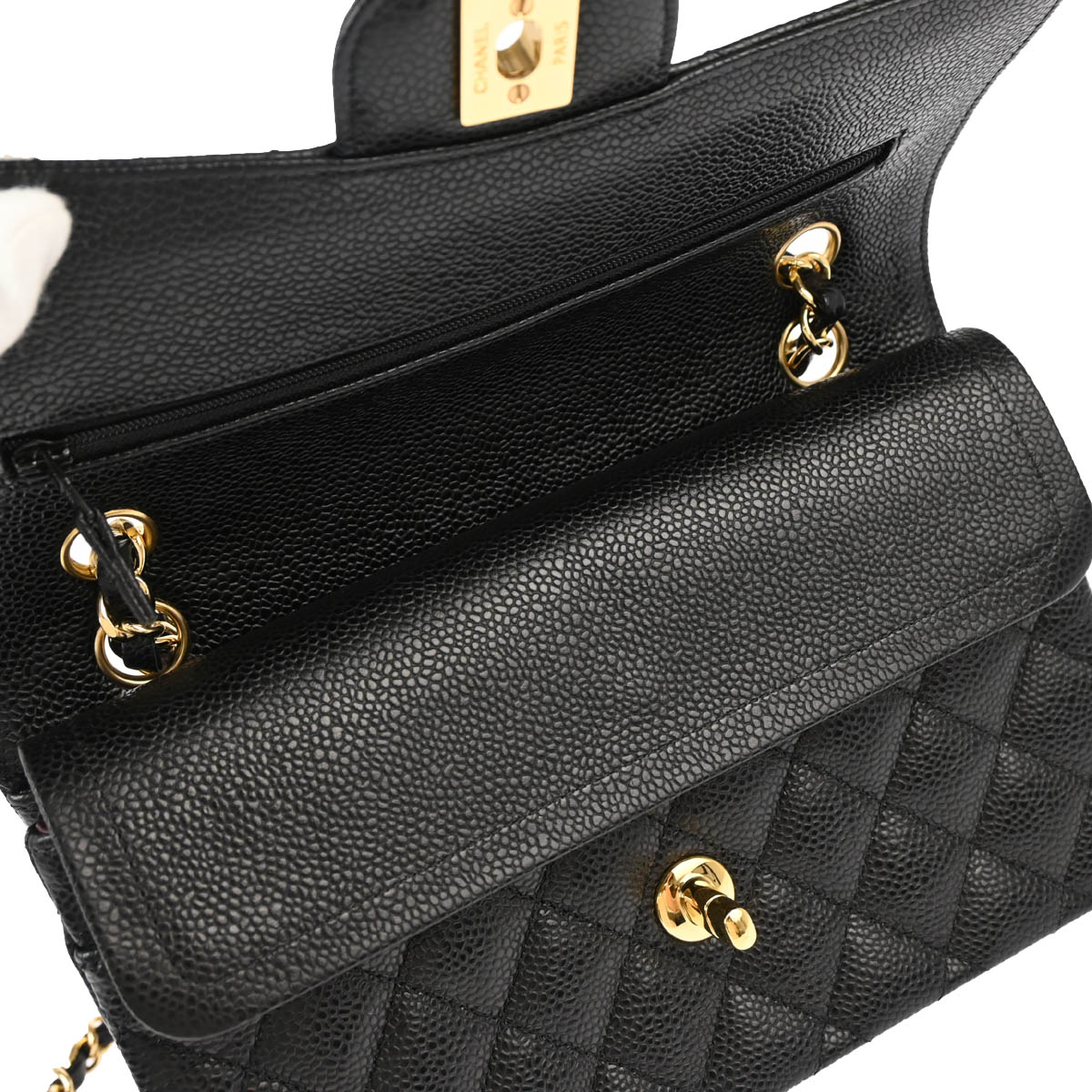 Chanel 2012 Black Caviar Small Classic Double Flap Shoulder Bag