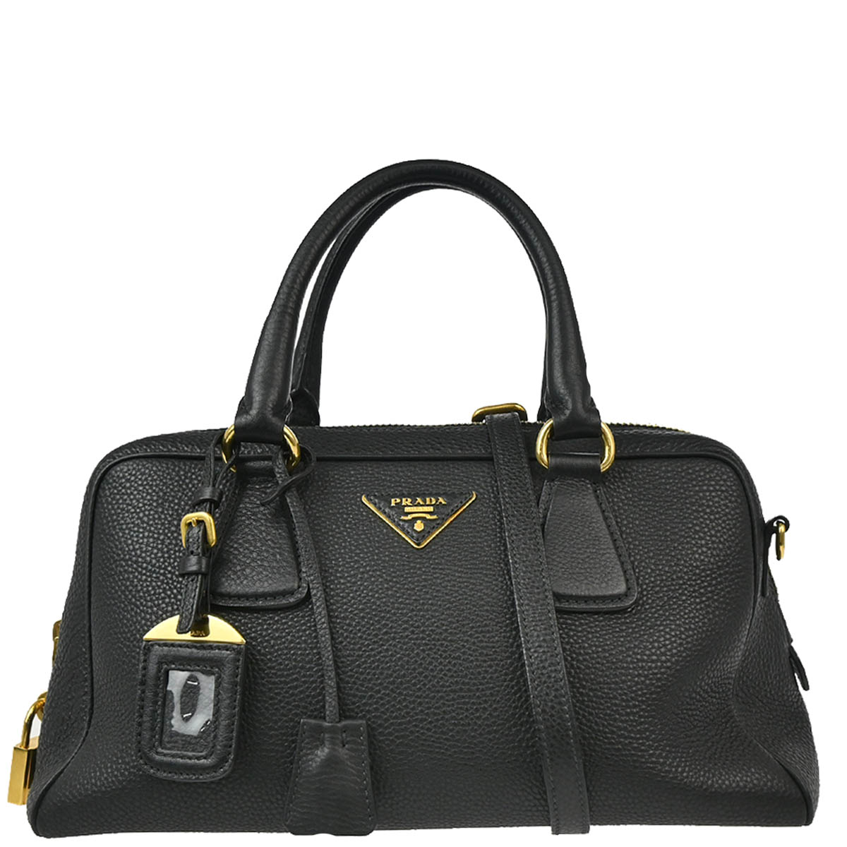 Prada Black Leather 2way Shoulder Handbag