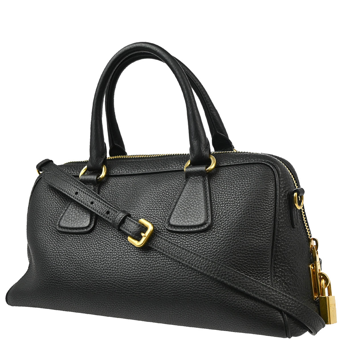 Prada Black Leather 2way Shoulder Handbag