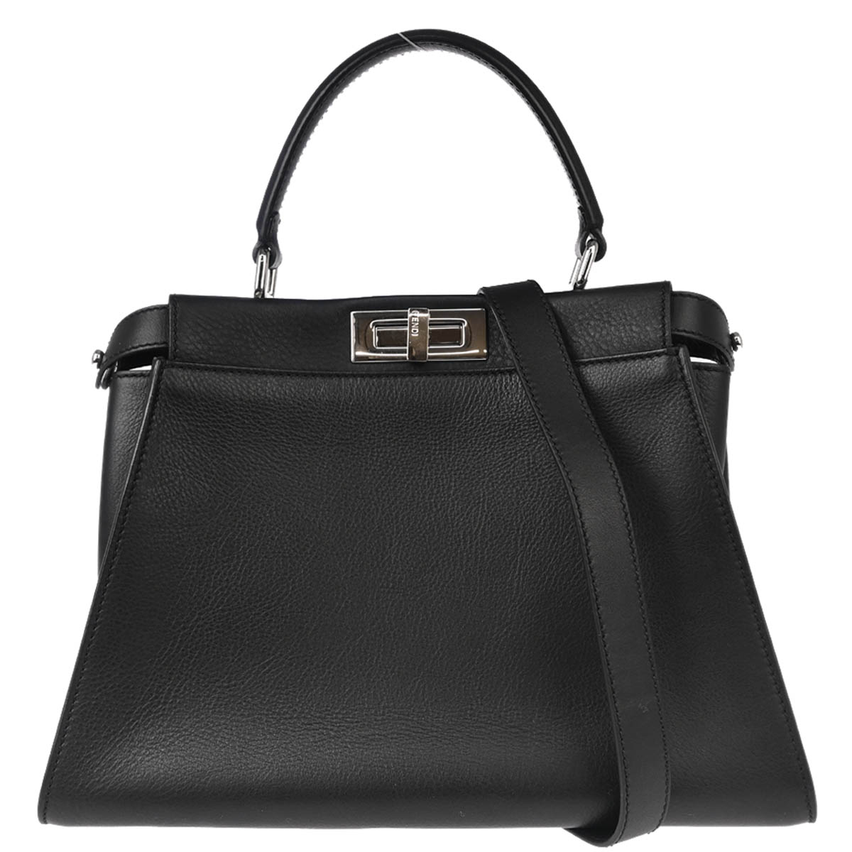 Fendi Black Leather Peekaboo 2way Shoulder Handbag