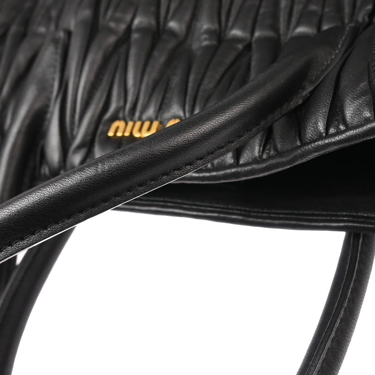 Miu Miu Black Leather Matelasse 2way Shoulder Tote Handbag