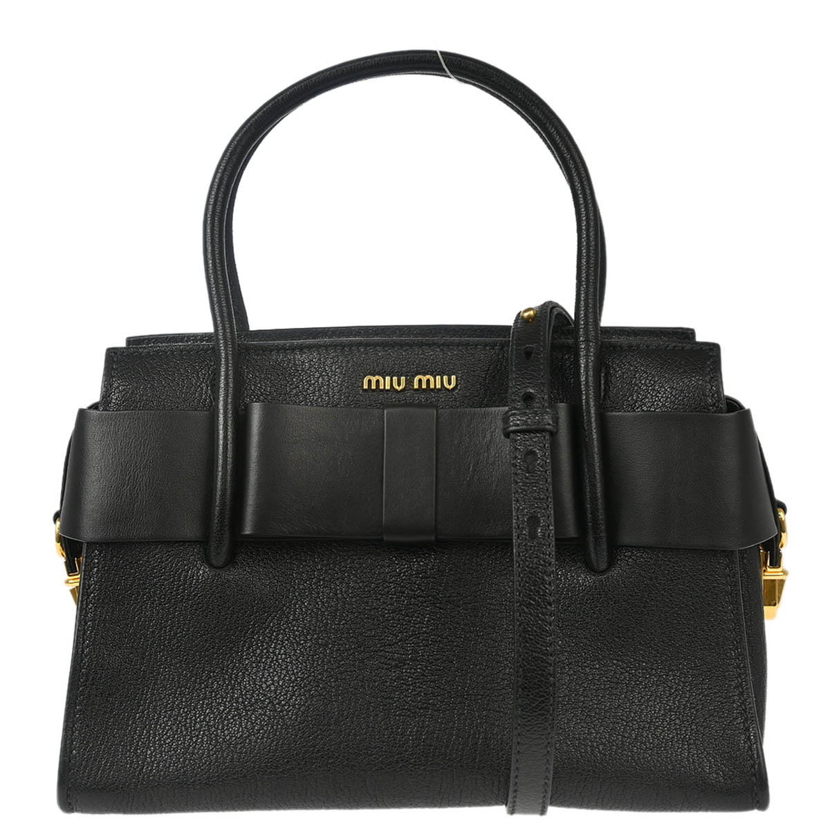 Miu Miu Black Leather 2way Shoulder Handbag