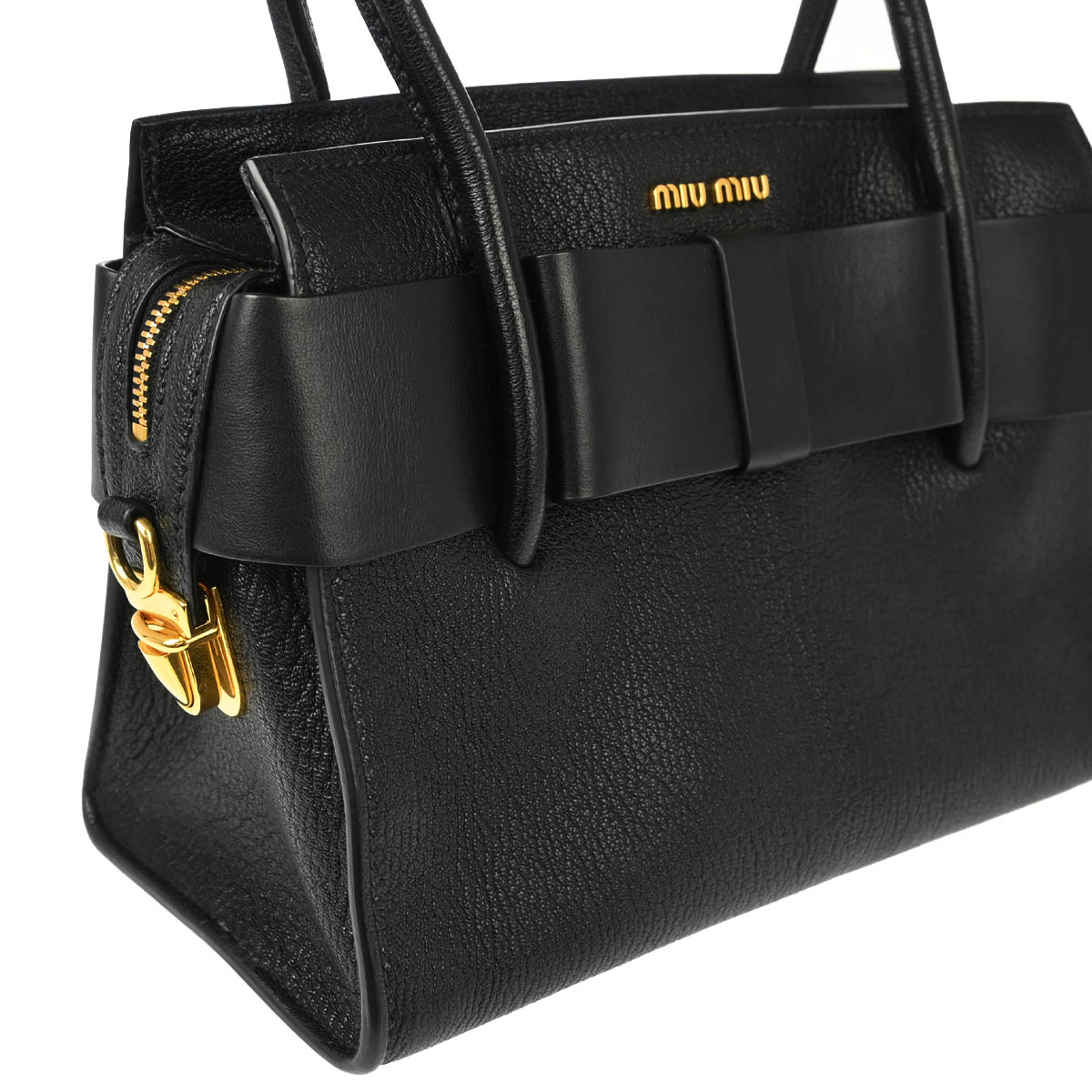 Miu Miu Black Leather 2way Shoulder Handbag