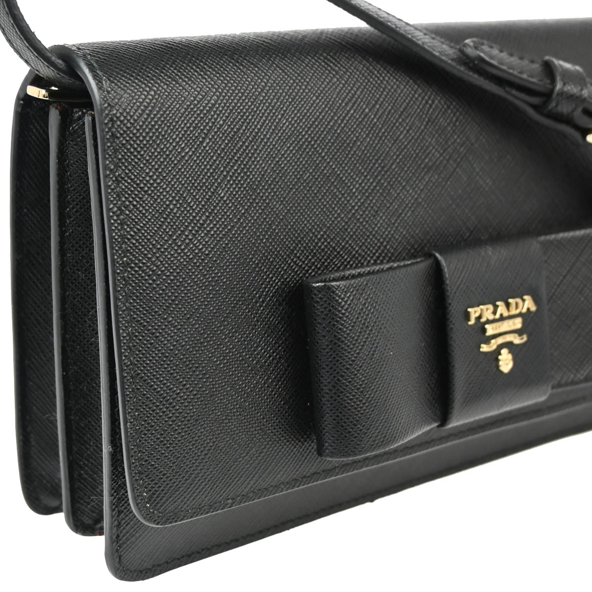 Prada Black Leather Shoulder Wallet WOC