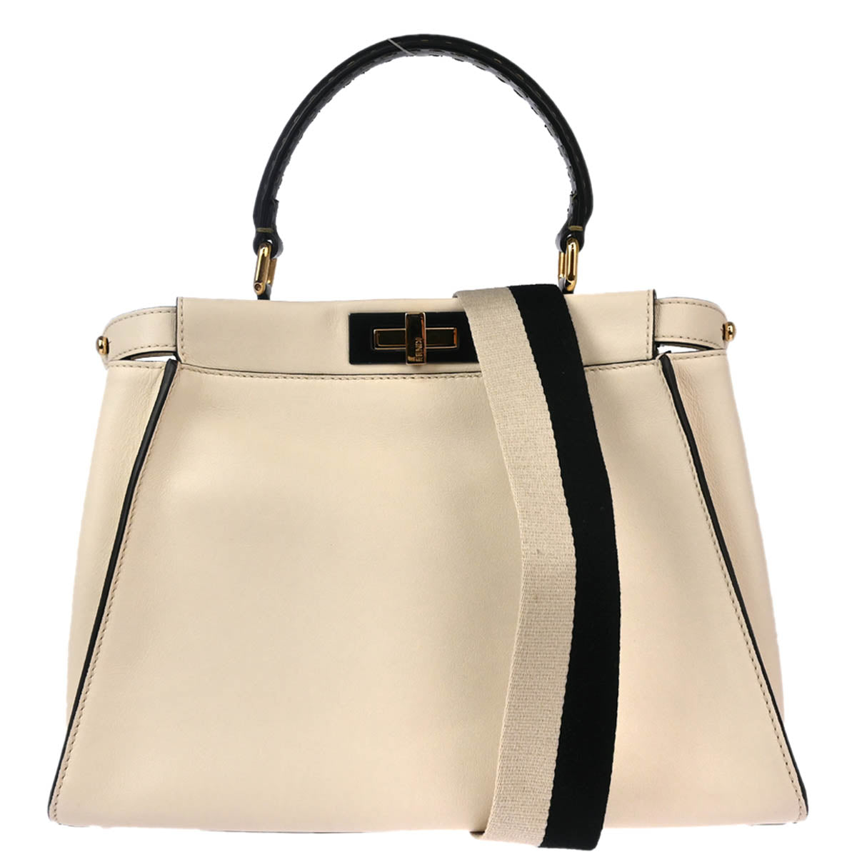 Fendi White Leather Peekaboo 2way Shoulder Handbag