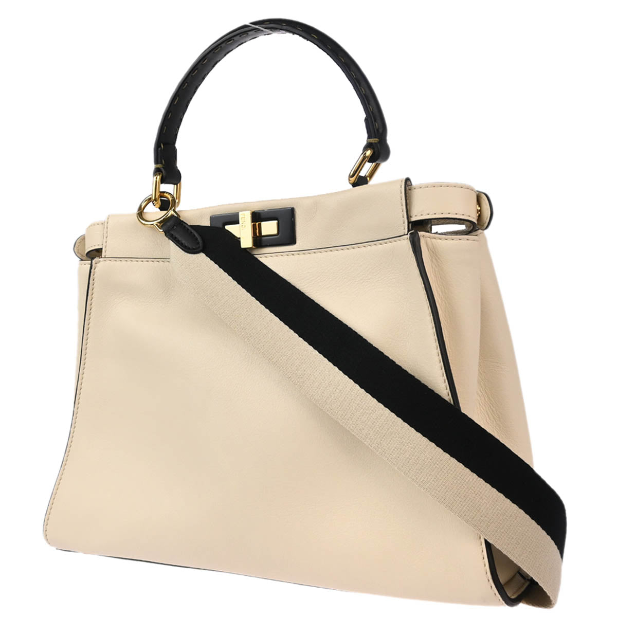 Fendi White Leather Peekaboo 2way Shoulder Handbag