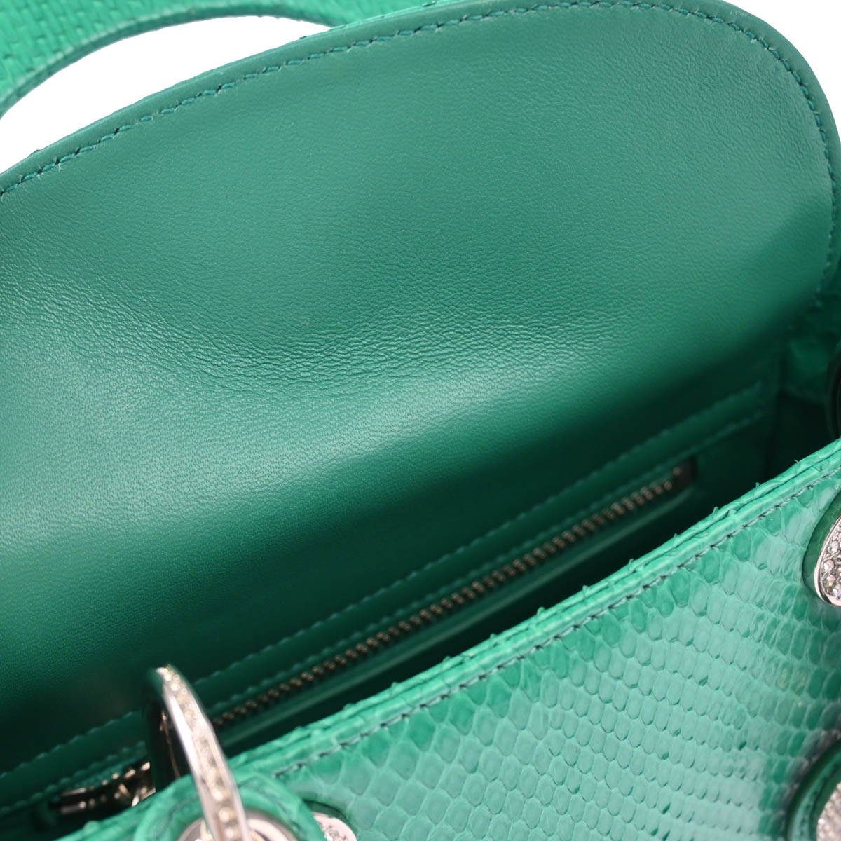 Christian Dior * Green Python Lady Dior Bag Mini Handbag