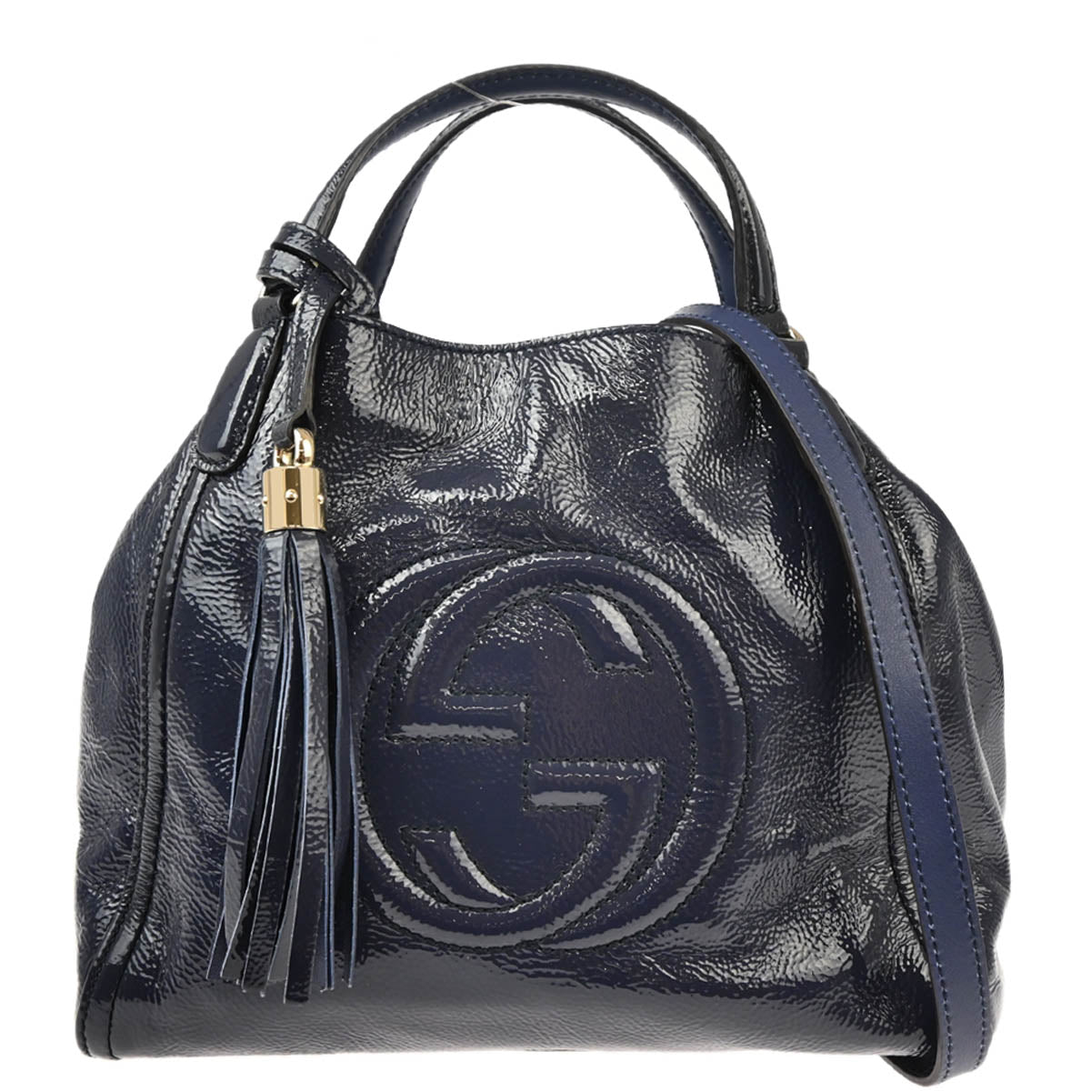 Gucci Navy Leather 2way Shoulder Handbag