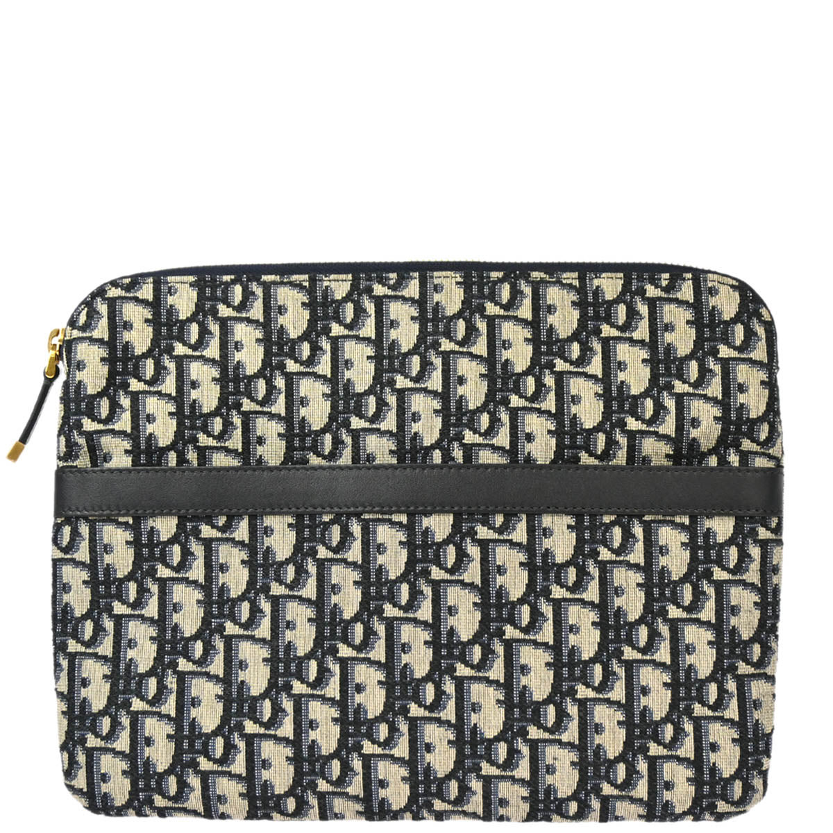 Christian Dior Gray Navy Trotter Clutch Bag