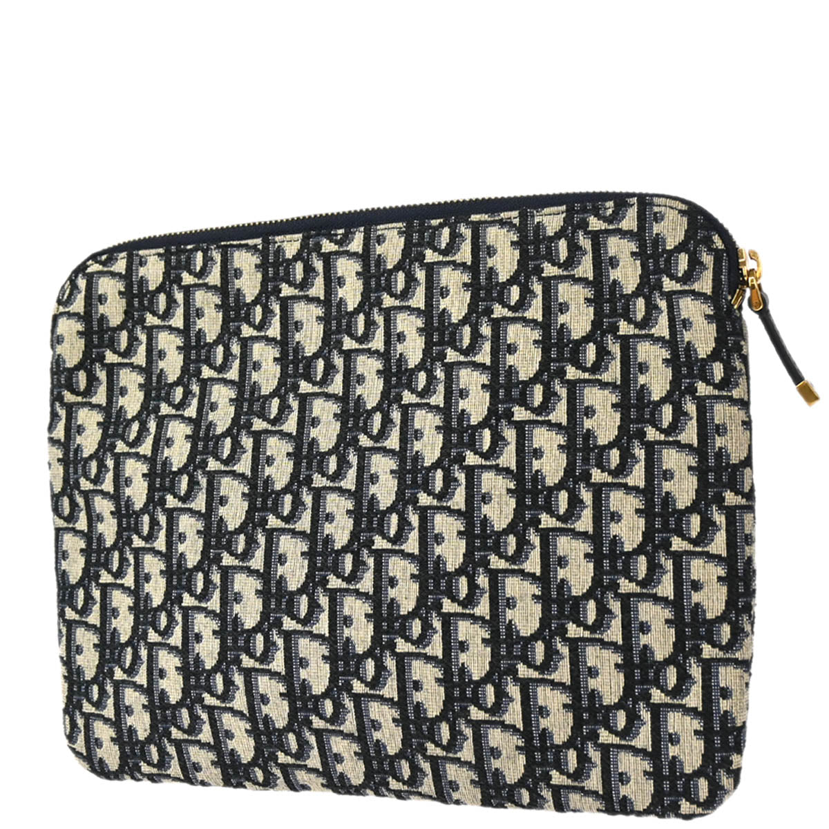 Christian Dior Gray Navy Trotter Clutch Bag