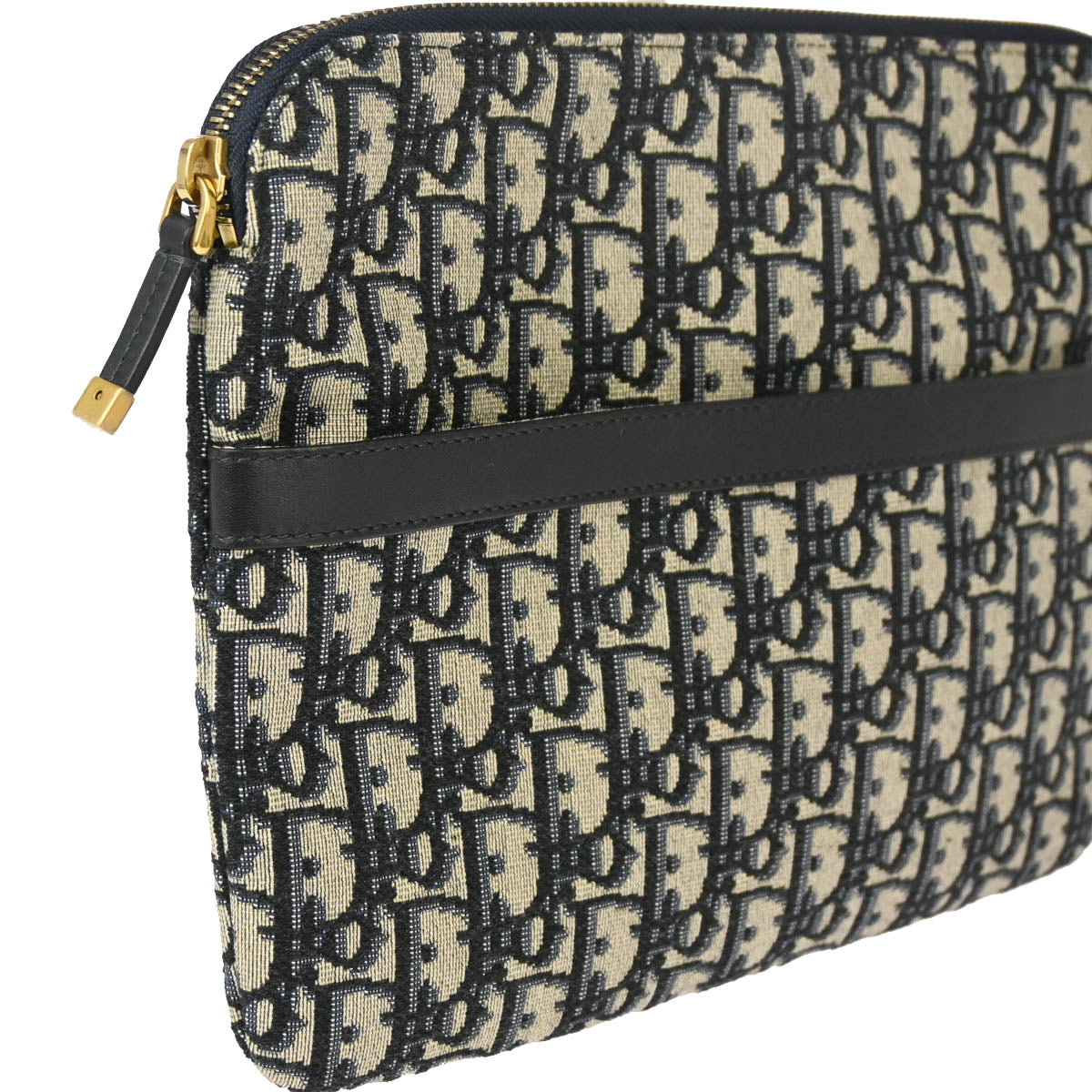 Christian Dior Gray Navy Trotter Clutch Bag