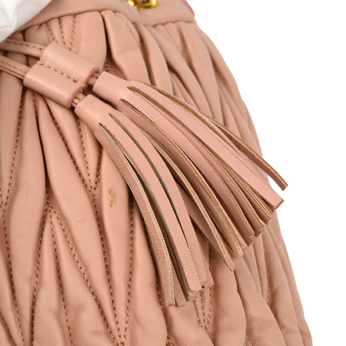 Miu Miu Pink Lambskin Matelasse Bucket Shoulder Bag