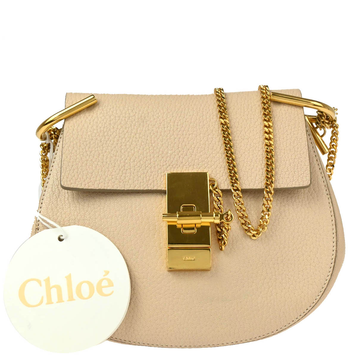 Chloe Beige Drew Chain Shoulder Bag