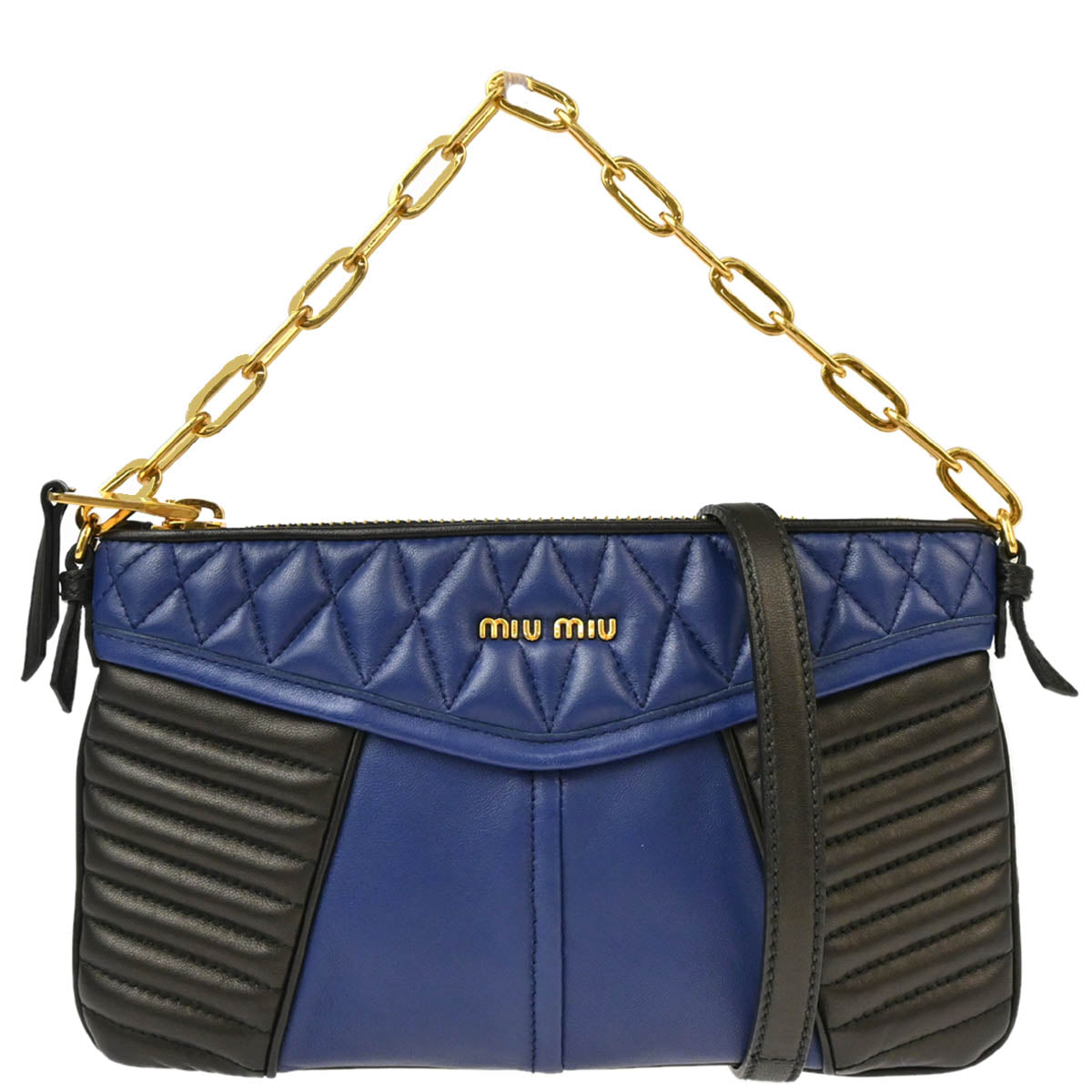 Miu Miu 2014 Blue Black Lambskin 2way Handbag