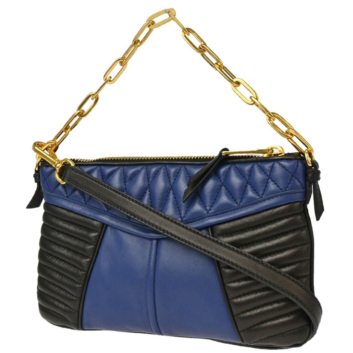 Miu Miu 2014 Blue Black Lambskin 2way Handbag