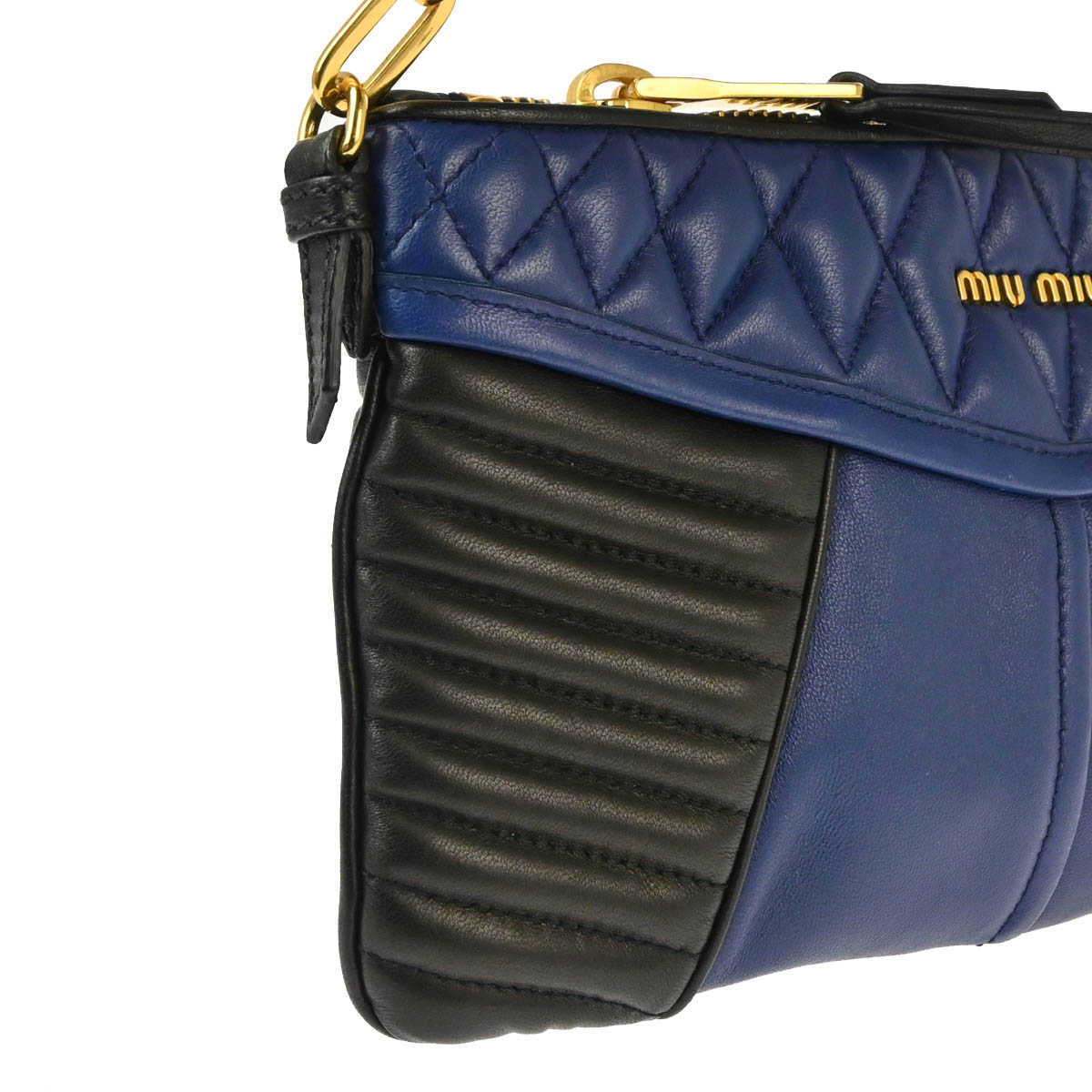 Miu Miu 2014 Blue Black Lambskin 2way Handbag