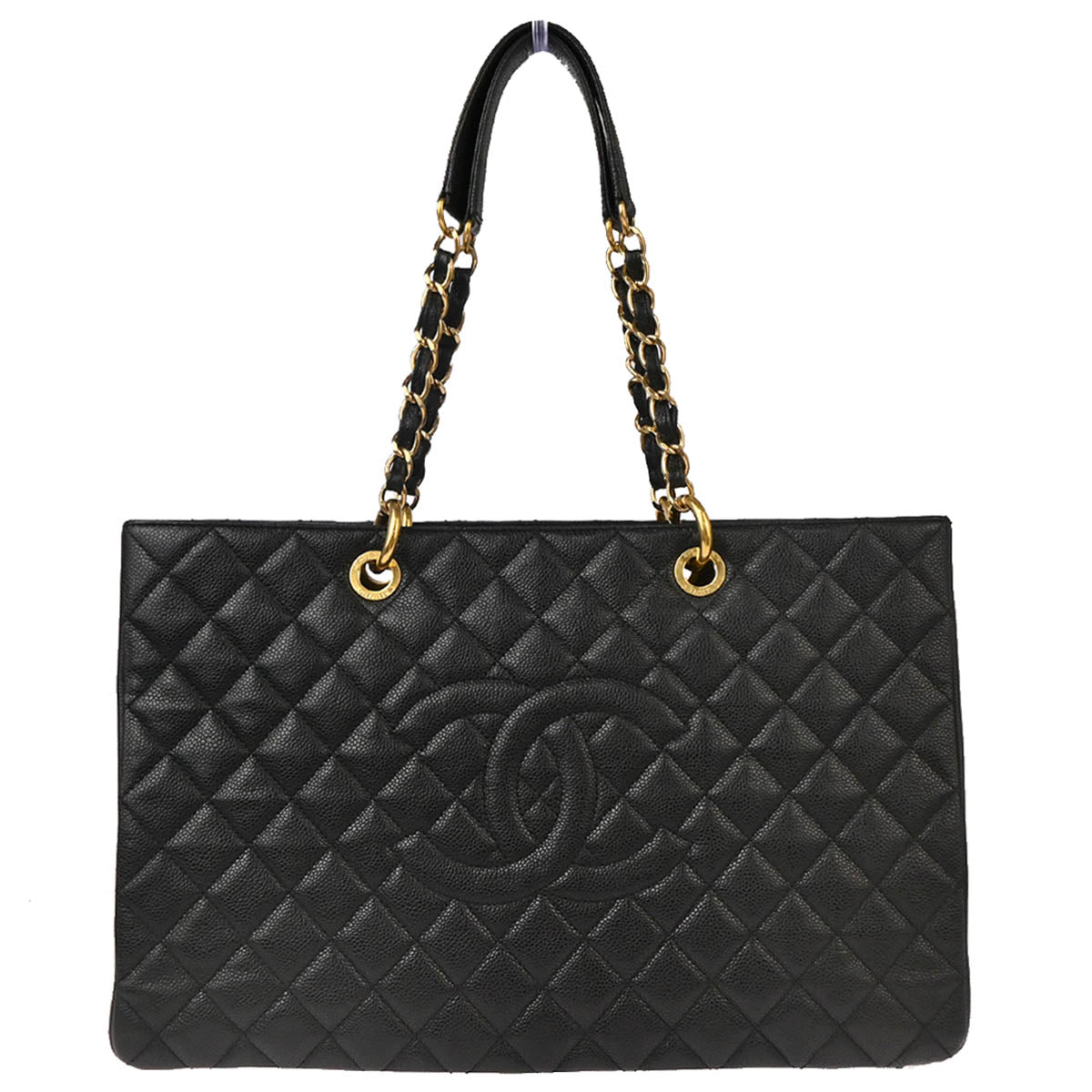 Chanel 2012-2013 Black Caviar Grand Shopping Tote GST XL Chain Handbag