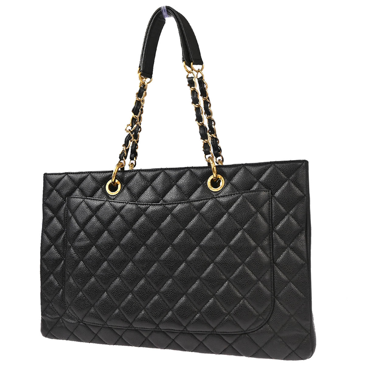 Chanel 2012-2013 Black Caviar Grand Shopping Tote GST XL Chain Handbag