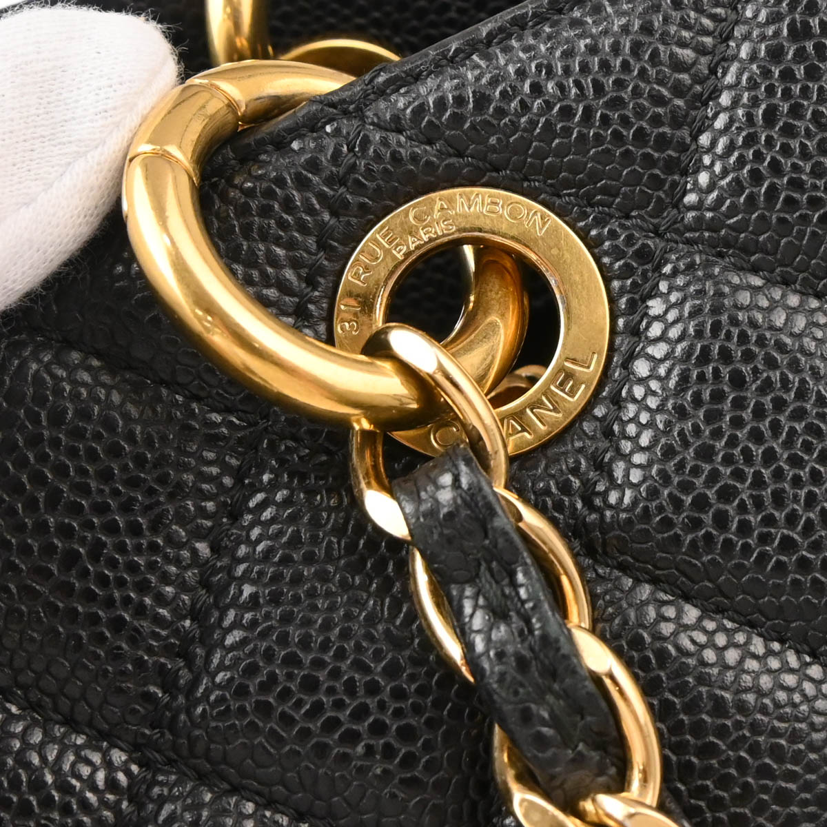 Chanel 2012-2013 Black Caviar Grand Shopping Tote GST XL Chain Handbag